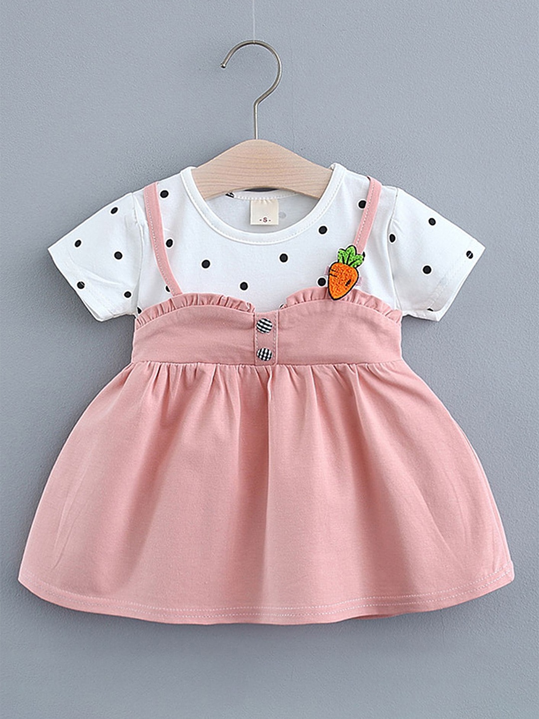 

LULU & SKY Polka Dots Printed Fit & Flare Dress, Pink
