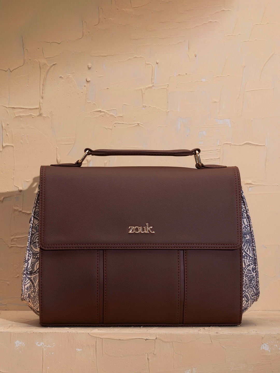 

ZOUK Women Solid Structured Satchel Bag, Mauve