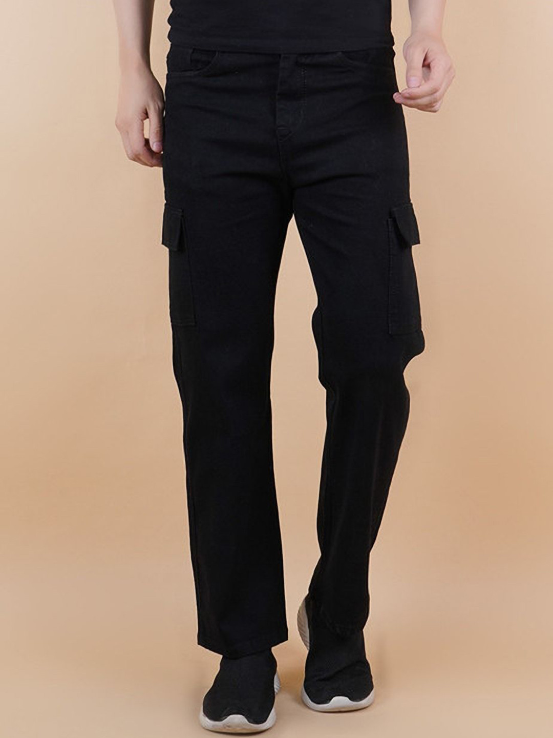 

LINARIA Men Classic Regular Fit Cotton Cargo Styles Jeans, Black