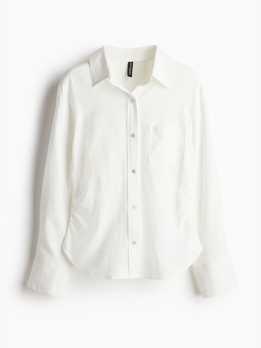 

H&M Gathered Linen-Blend Shirt, White