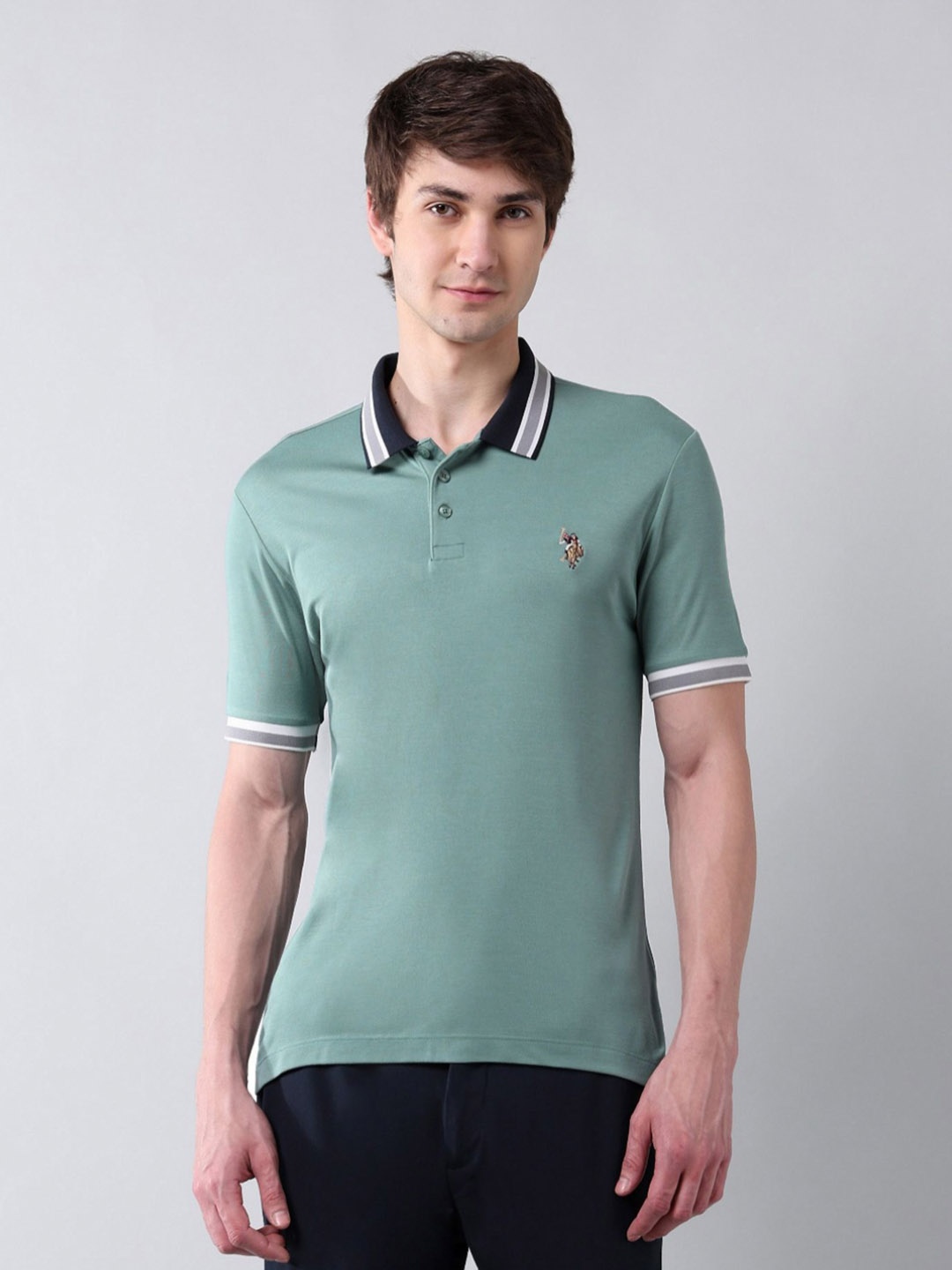 

U.S. Polo Assn. Denim Co. Men Polo Collar Applique T-shirt, Green
