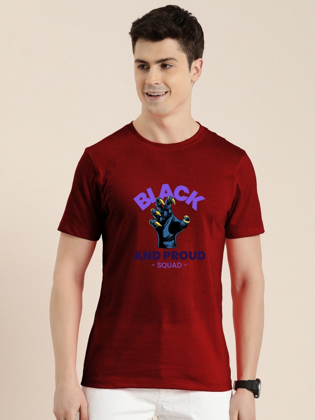 

Enciger Men Printed Applique T-shirt, Maroon
