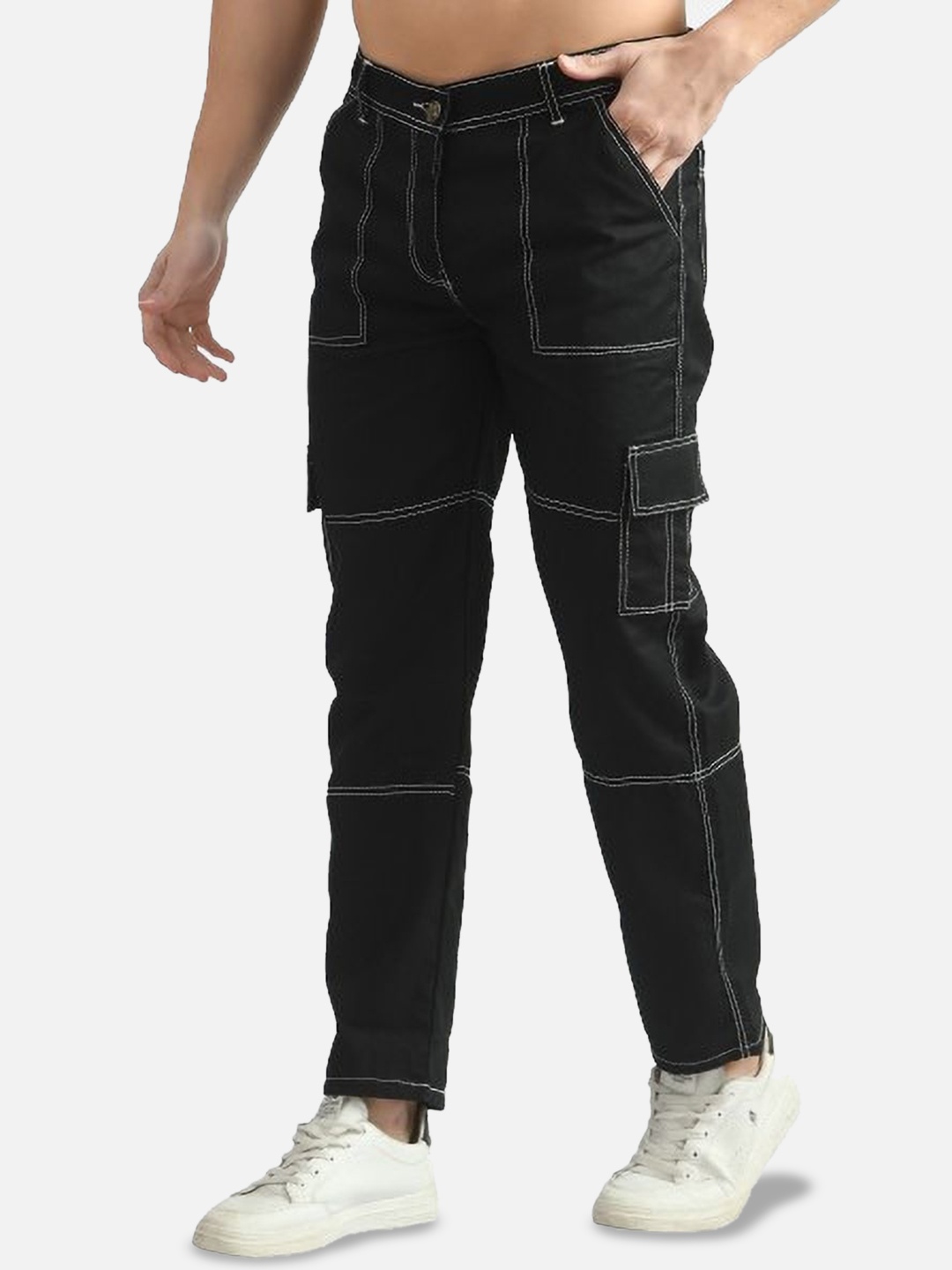 

LINARIA Men Cotton Classic Clean Look Cargo Styles Jeans, Black