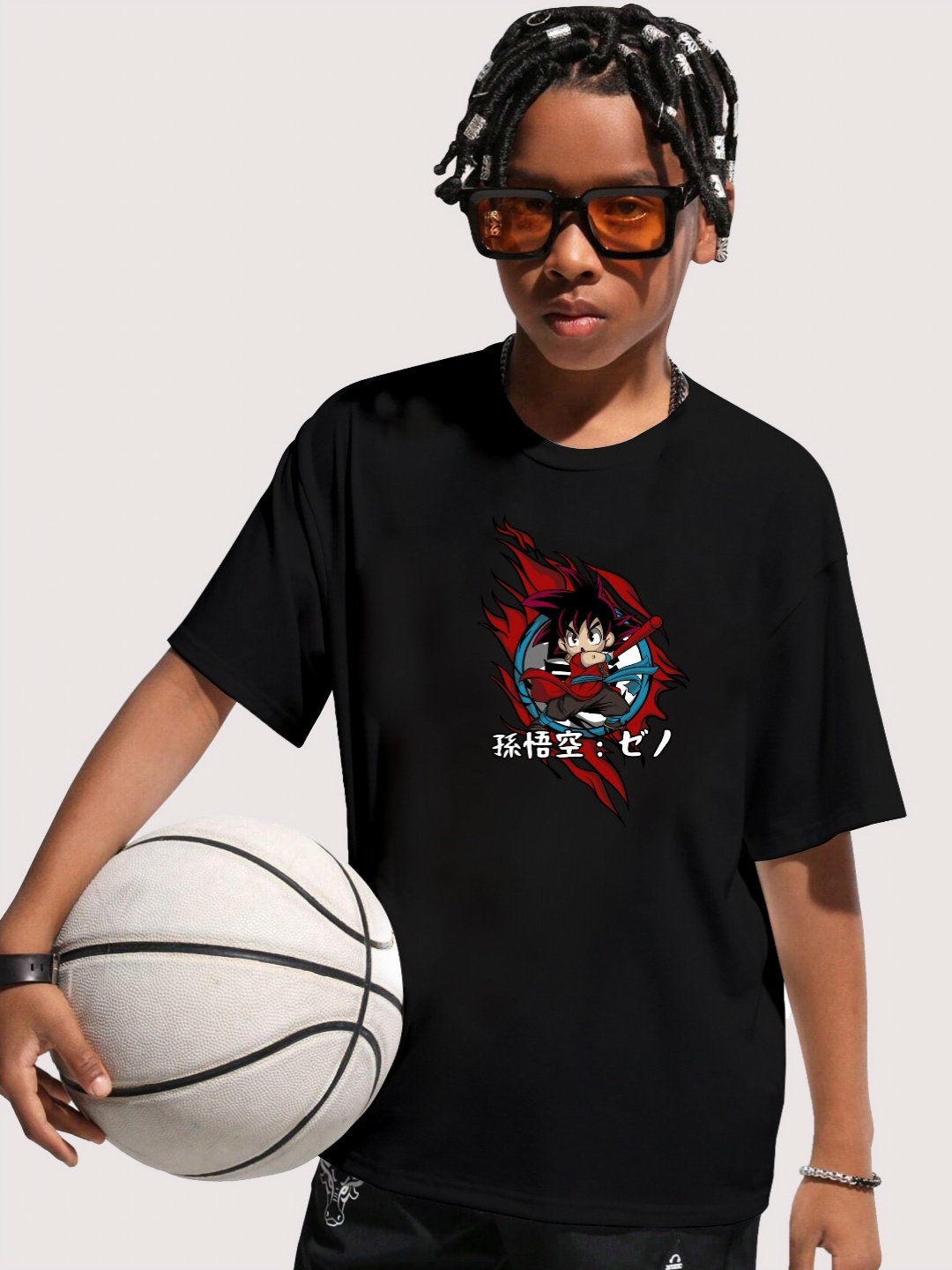 

LOCAVESTIR Boys Printed T-shirt, Black