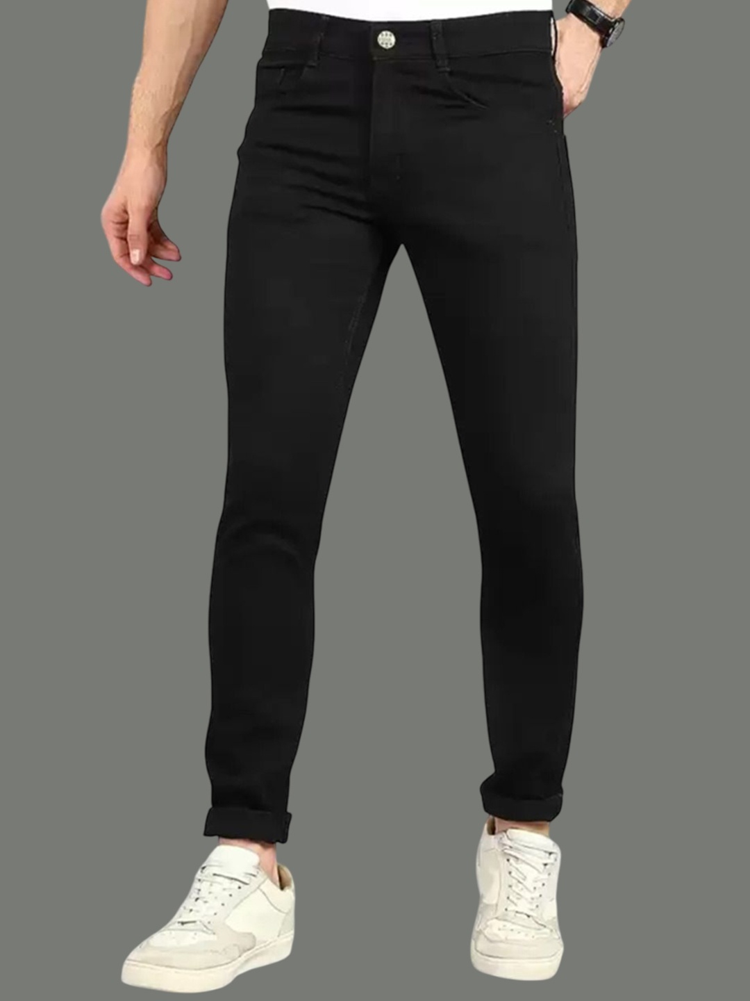 

LINARIA Men Classic Slim Fit Stretchable Jeans, Black