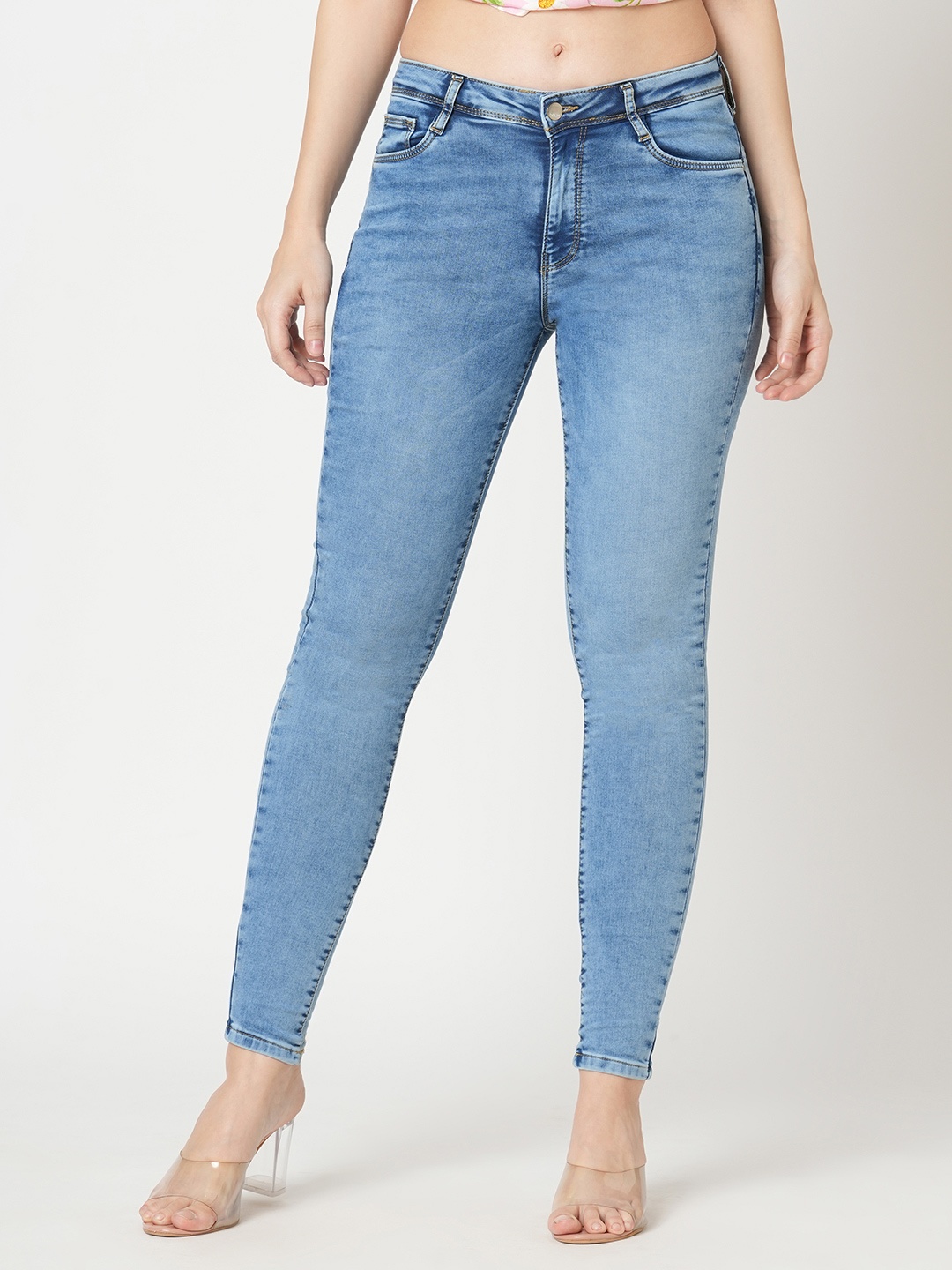 

Kraus Jeans Women Skinny Fit High-Rise Light Fade Jeans, Blue