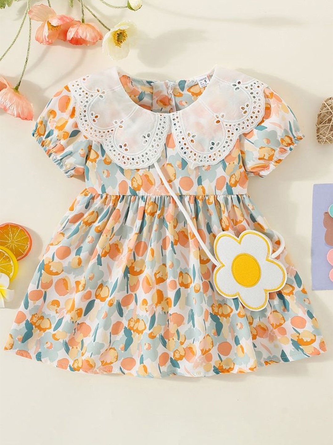 

LULU & SKY Girls Printed Fit & Flare Dress, Yellow