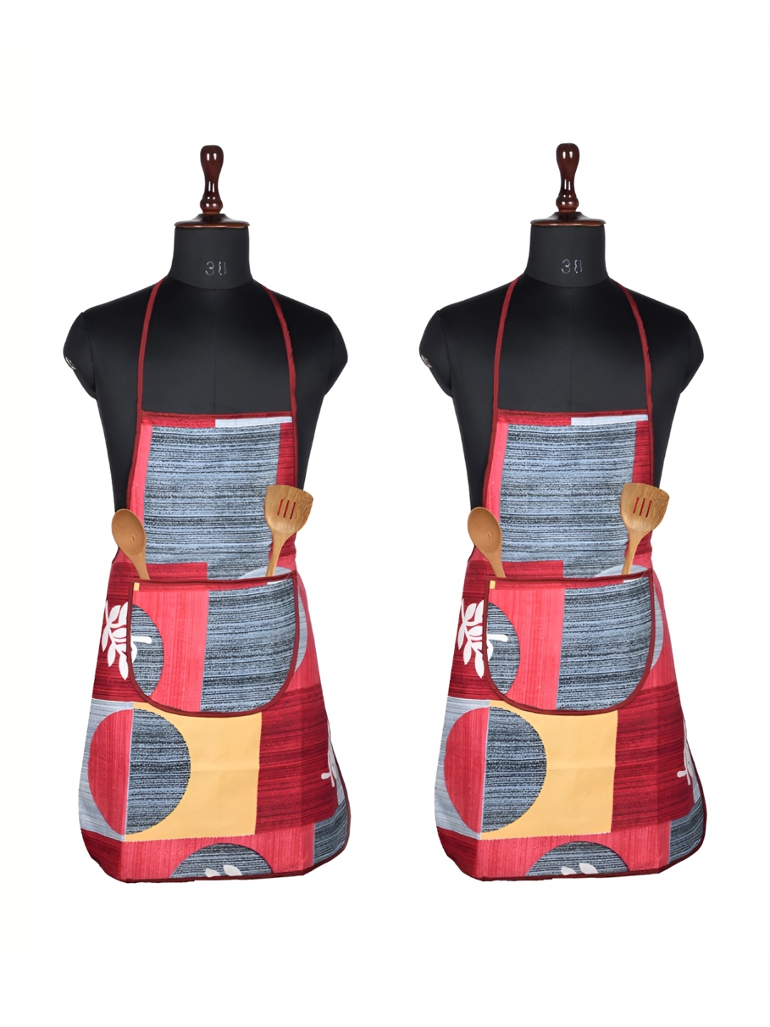 

Aura Red & Grey 2 Pieces Printed Waterproof Cotton Apron