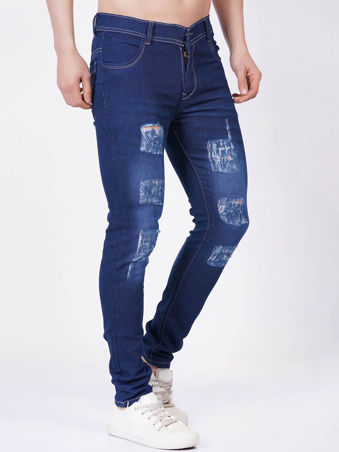

LINARIA Men Classic Slim Fit Mildly Distressed Light Fade Jeans, Blue