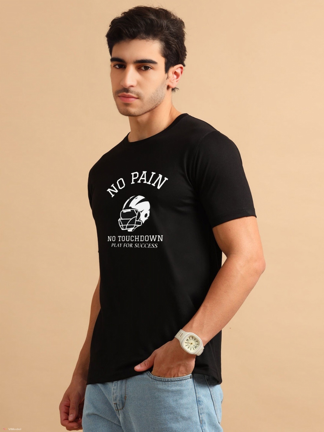 

Enciger Men Printed Applique T-shirt, Black