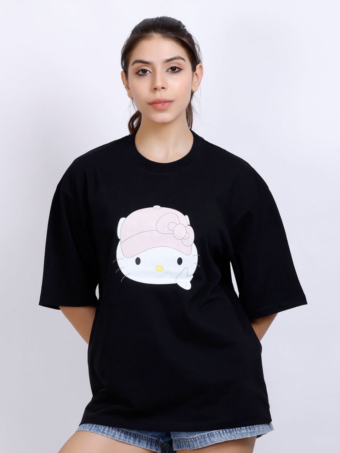 

MX Miazi Xchange Women Printed Pockets T-shirt, Black