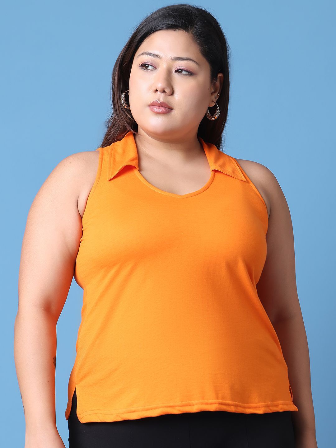 

theRebelinme Women Solid Cotton Top, Orange