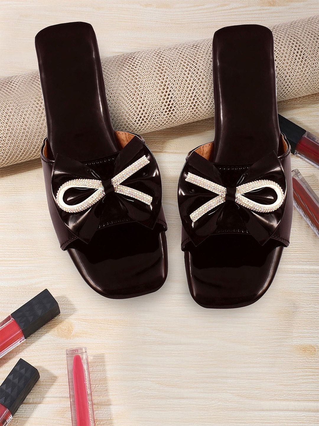 

Bohekant Women Embellished Party Open Toe Flats, Black