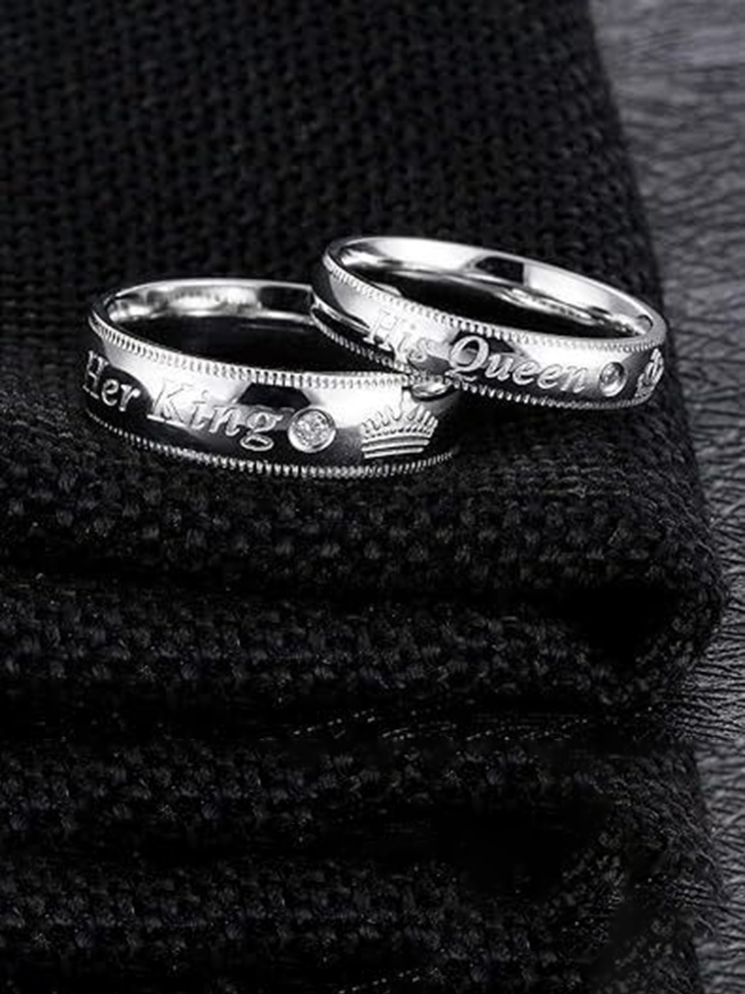 

AGARWALPRODUCT Set Of 2 Silver Plated Couple Finger Rings Adjustable Ring