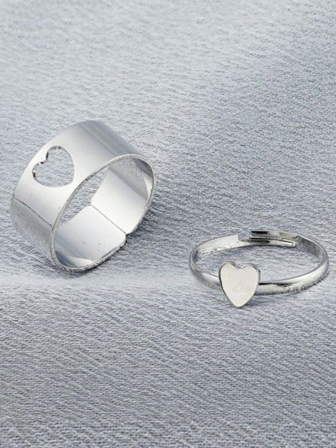 

AGARWALPRODUCT Set Of 2 Silver Plated Couple Finger Rings Adjustable Ring