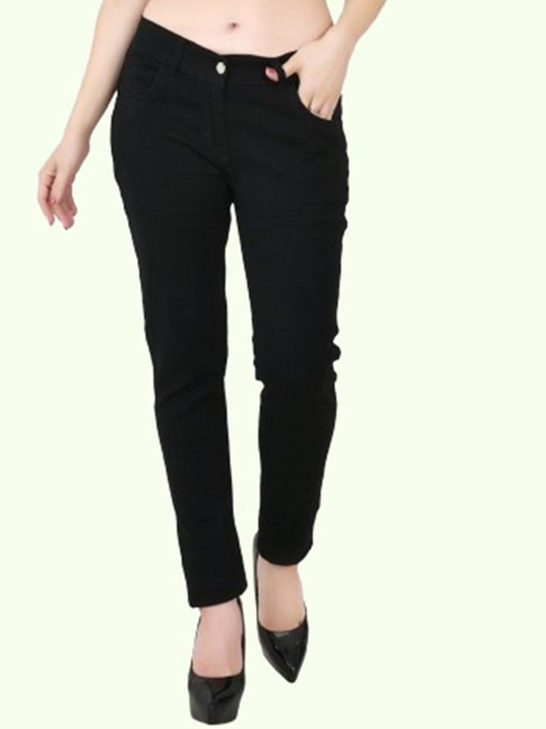

Linaria Women Classic Slim Fit Mid Rise Clean Look Jeans, Black