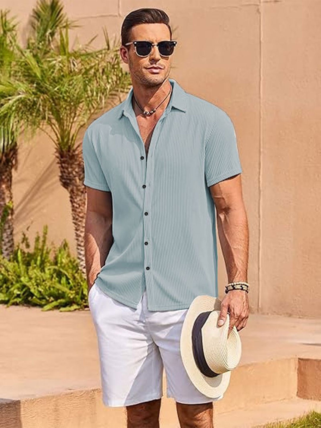 

Metronaut Men Regular Fit Spread Collar Textured Casual Shirt, Sea green