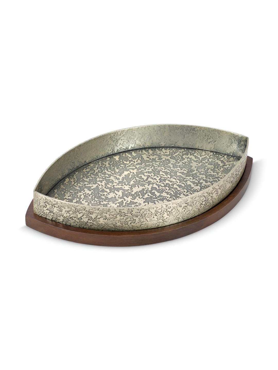 

IAAH Silver-Toned & Brown Aluminium Serving Tray