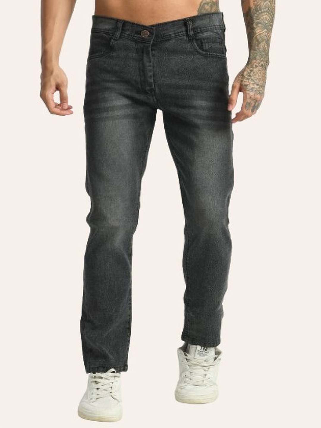 

LINARIA Men Classic Slim Fit Heavy Fade Mid-Rise Jeans, Grey