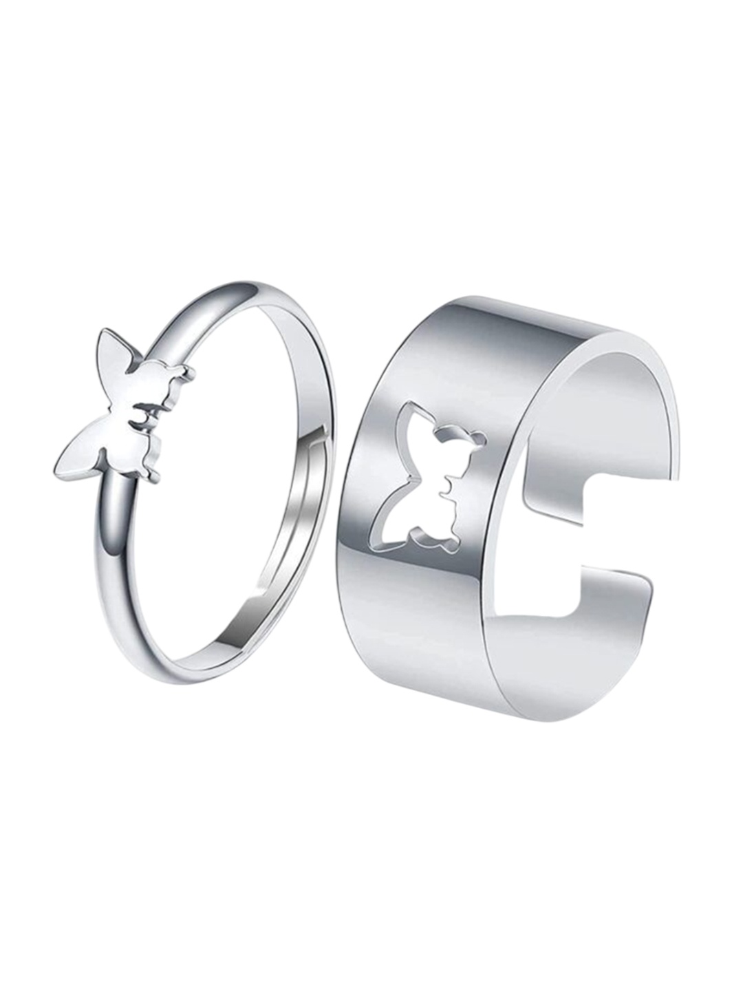 

AGARWALPRODUCT Set Of 2 Silver Plated Couple Finger Rings Adjustable Ring