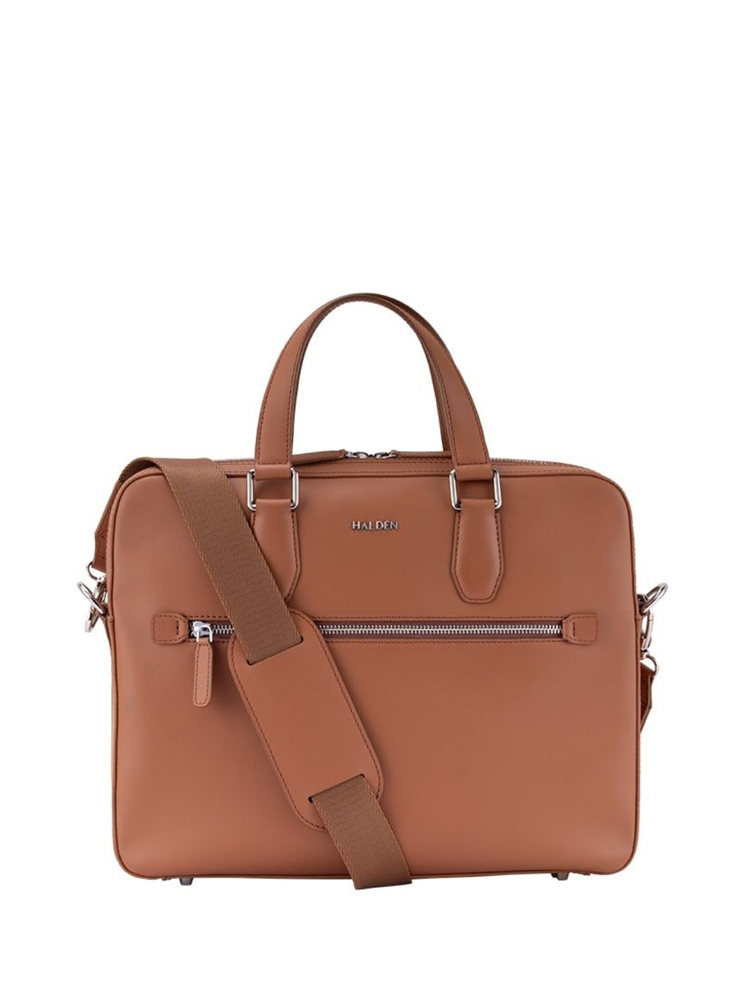 

HALDEN Unisex Monarch Tan Vegan Plain Leather Laptop Bag