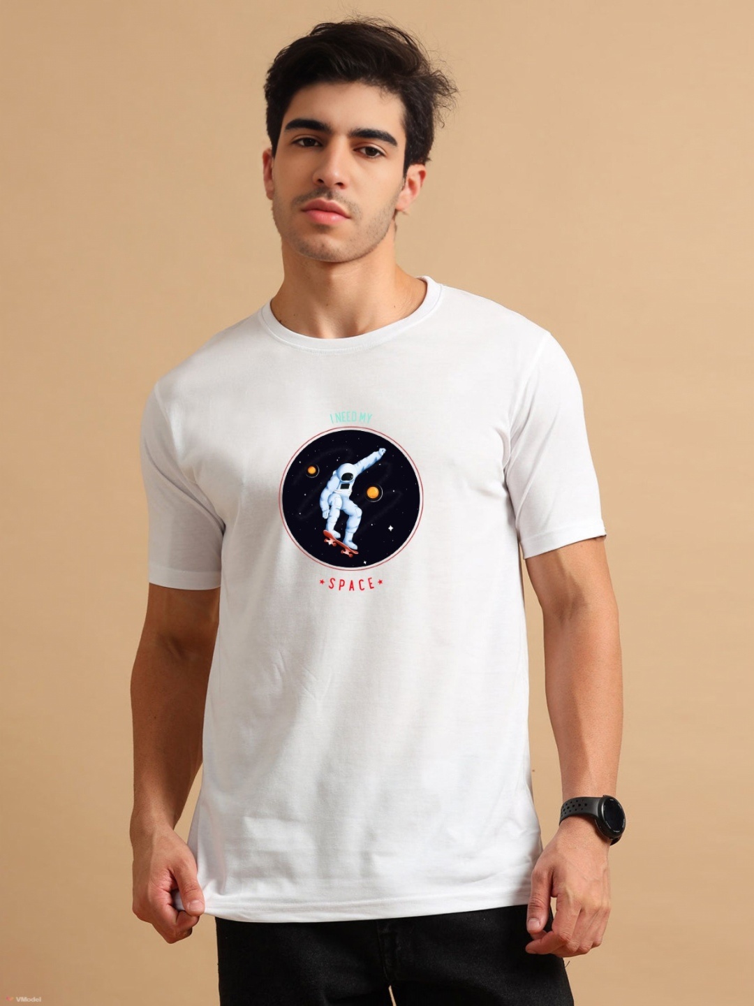 

Enciger Men Printed Raw Edge T-shirt, White