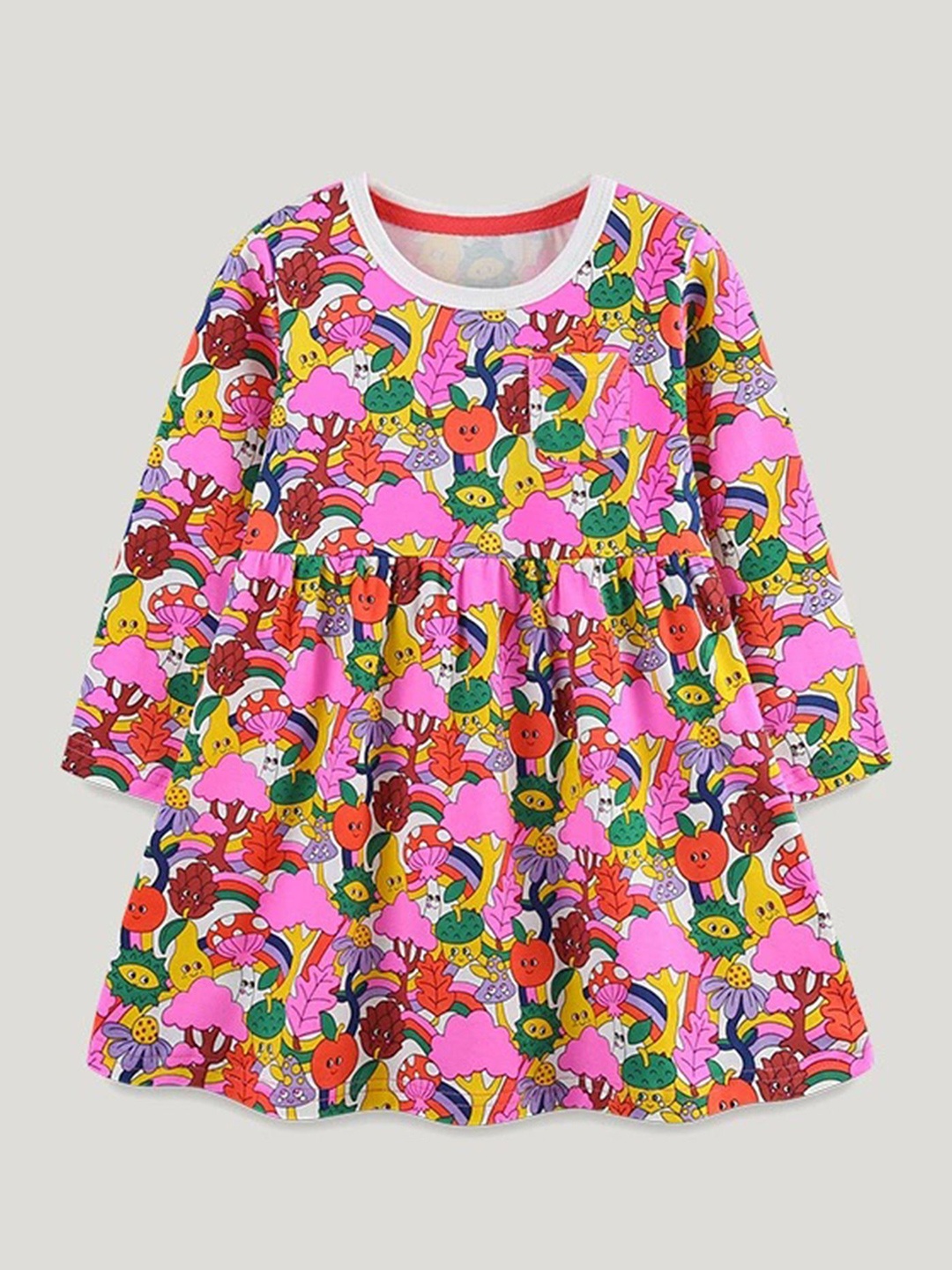 

LULU & SKY Girls Graphic Printed Cotton Fit & Flare Dress, Pink