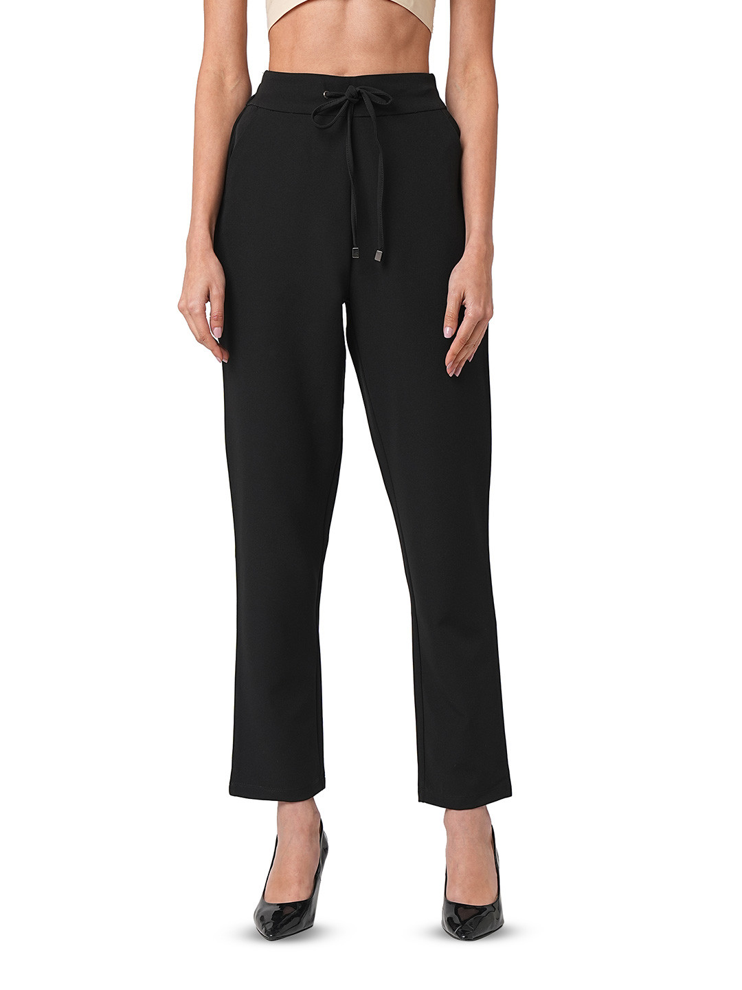 

Kraus Jeans Women High-Rise Relaxed Fit Flat-Front Trouser, Black