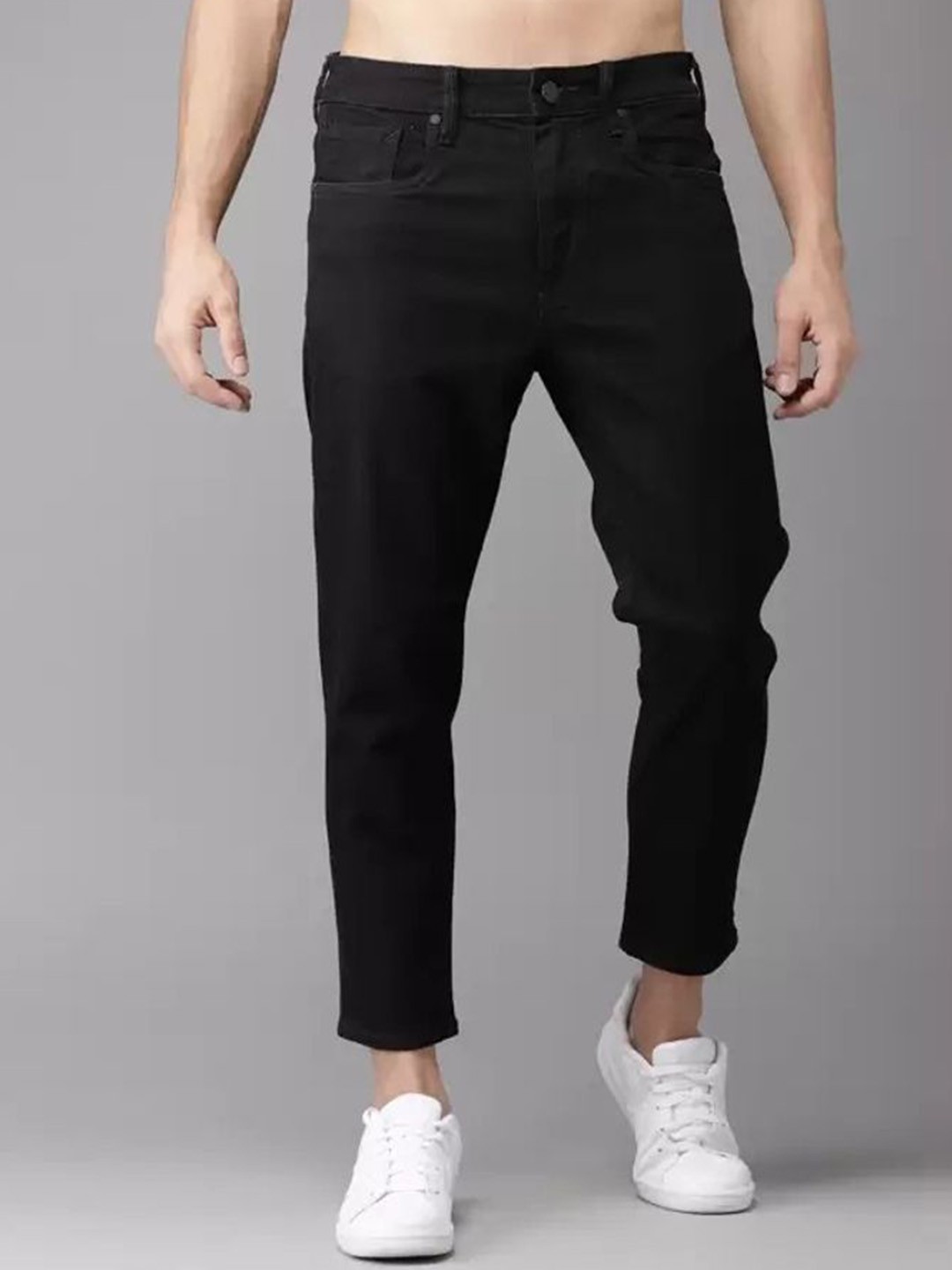 

LINARIA Men Classic Mid-Rise Regular Fit Stretchable Jeans, Black