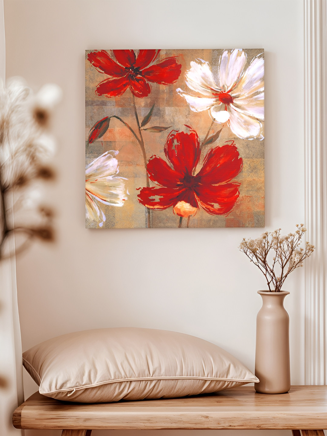 

Art Street Red & White Floral & Botanical Printed Canvas Wall Art