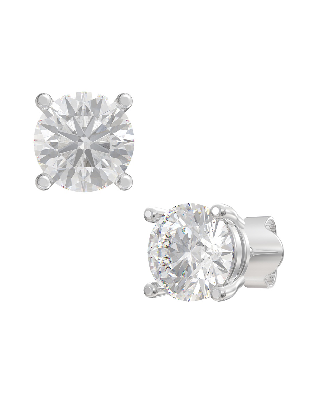 

ANAYRA 925 Sterling Silver-Plated Artificial Stone Studded Circular Shaped Studs