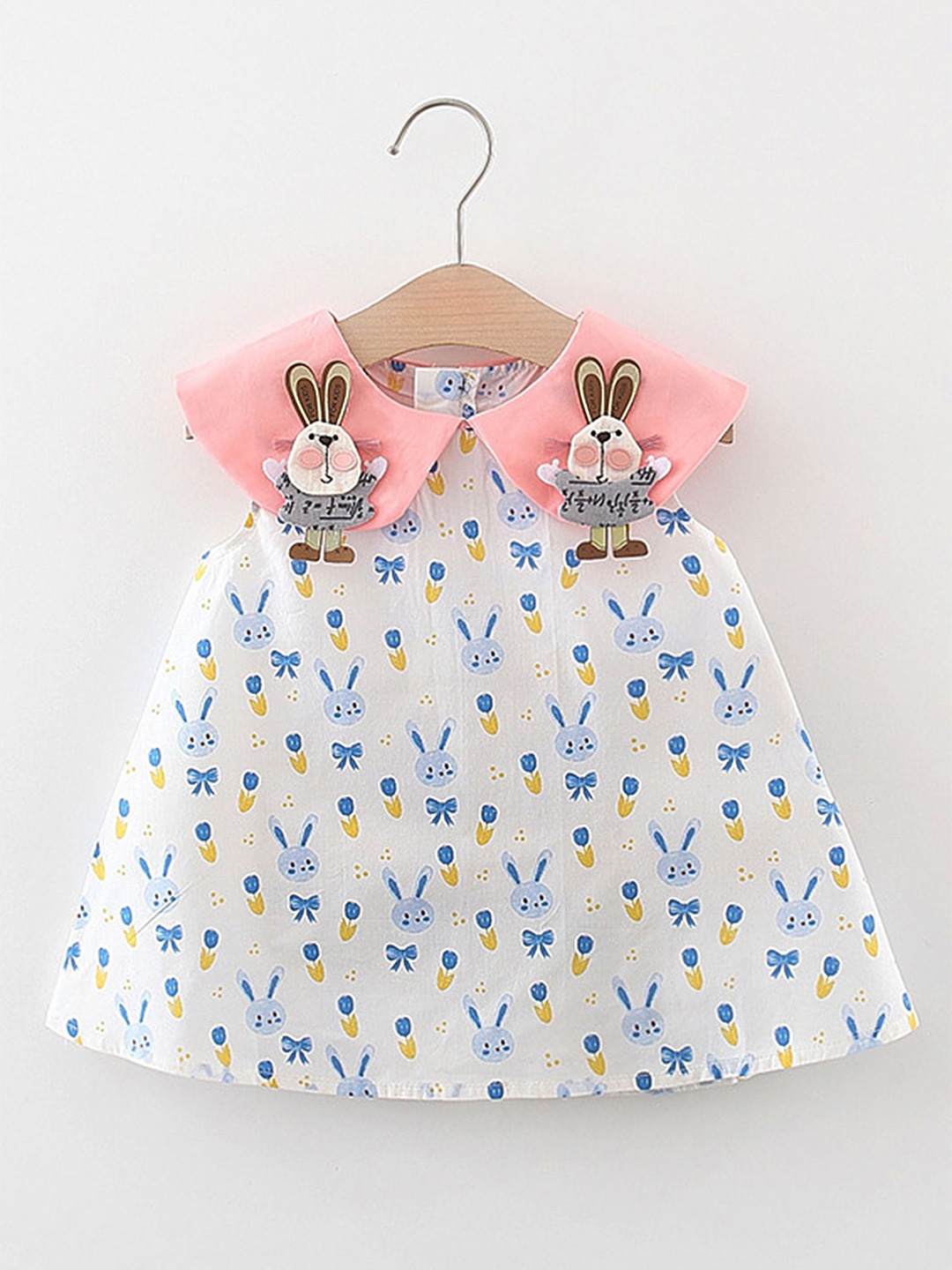 

LULU & SKY Girls Conversational Print Peter Pan Collar Above Knee A-Line Dress, White
