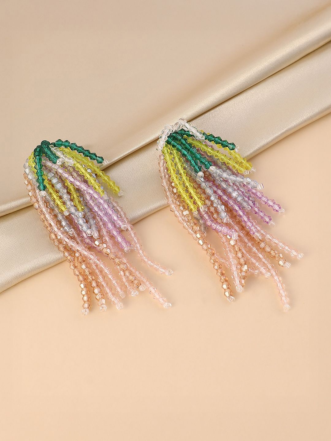 

SOHI Silver-Plated Contemporary Artificial Beads Drop Earrings, Purple