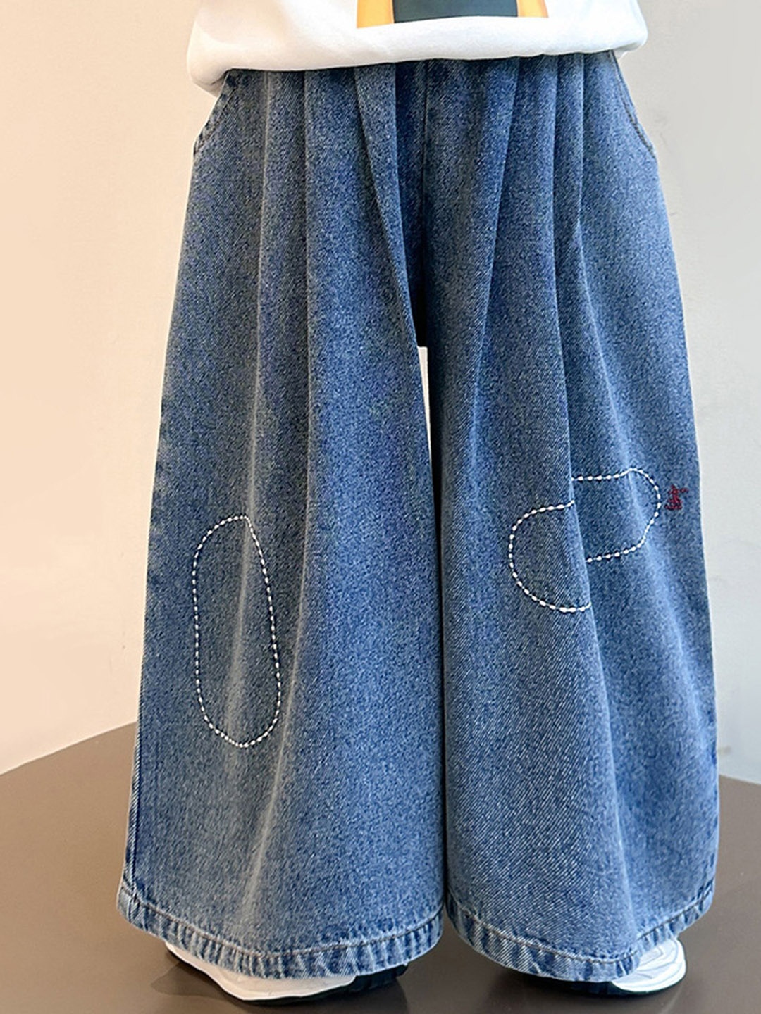 

LULU & SKY Girls High-Rise Baggy Jeans, Blue