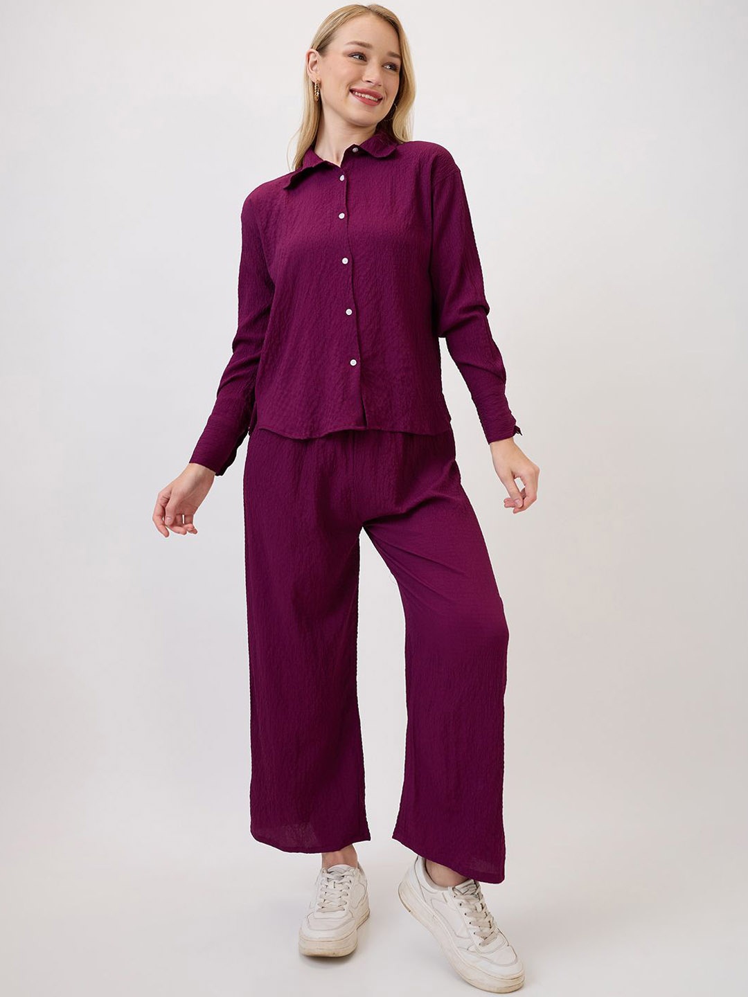 

AmarAsha Delta Grow Chex Long Sleeves Shirt With Trouser, Purple