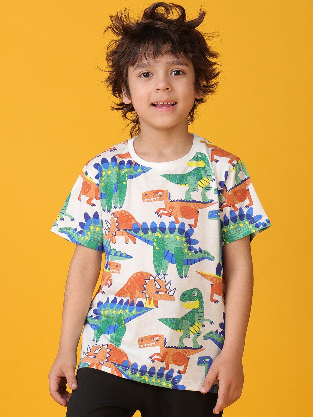

Anthrilo Boys Printed Pockets T-shirt, White