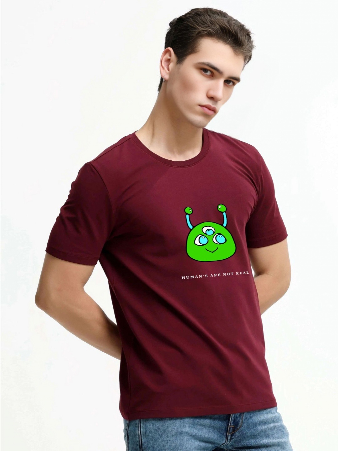 

Enciger Men Printed Applique T-shirt, Maroon