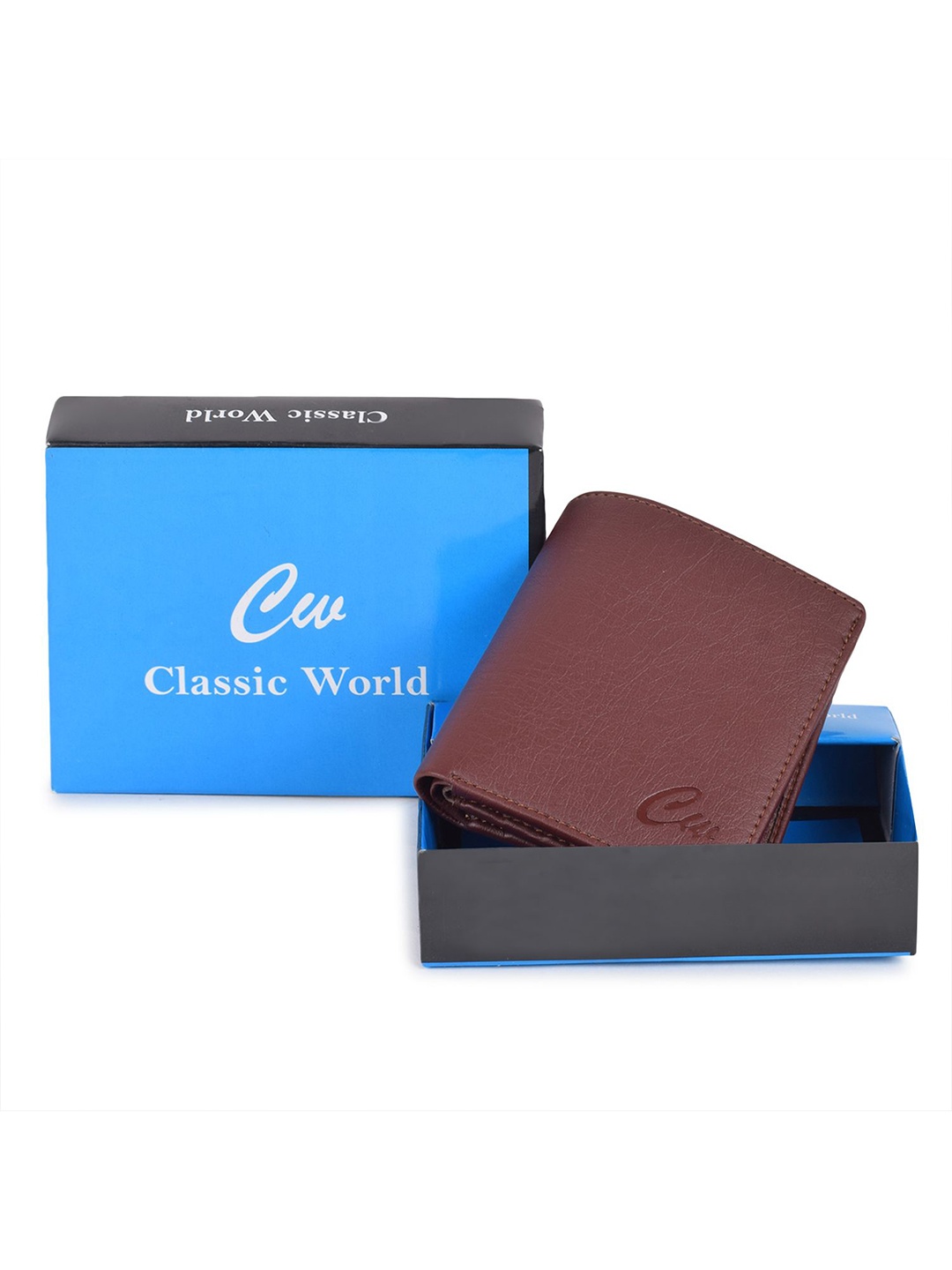 

classic world Men PU Two Fold Wallet, Maroon