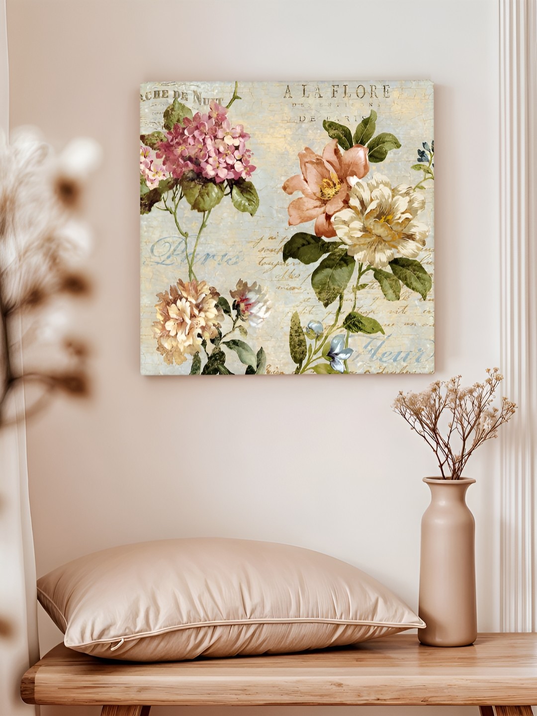 

Art Street Cream & Pink Floral & Botanical Printed Canvas Wall Art