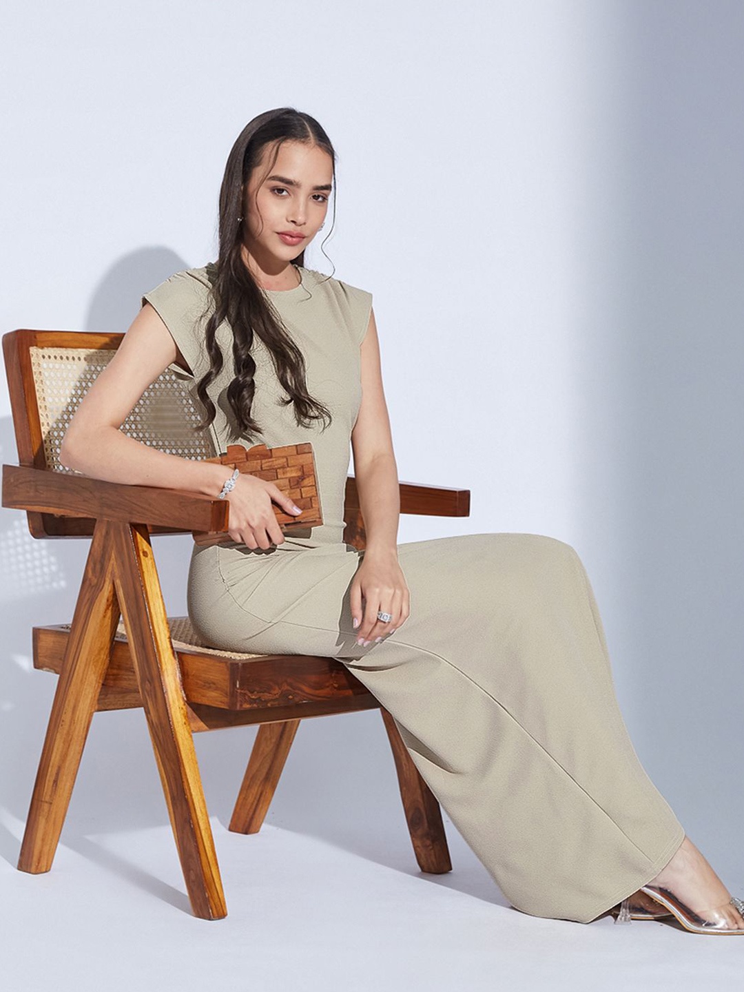 

Selvia Women Flared Maxi Dress, Beige