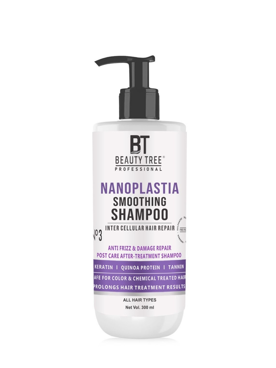 

Beauty Tree Nanoplastia Smoothing Keratin Shampoo For Damaged Hair - 300 ml, White