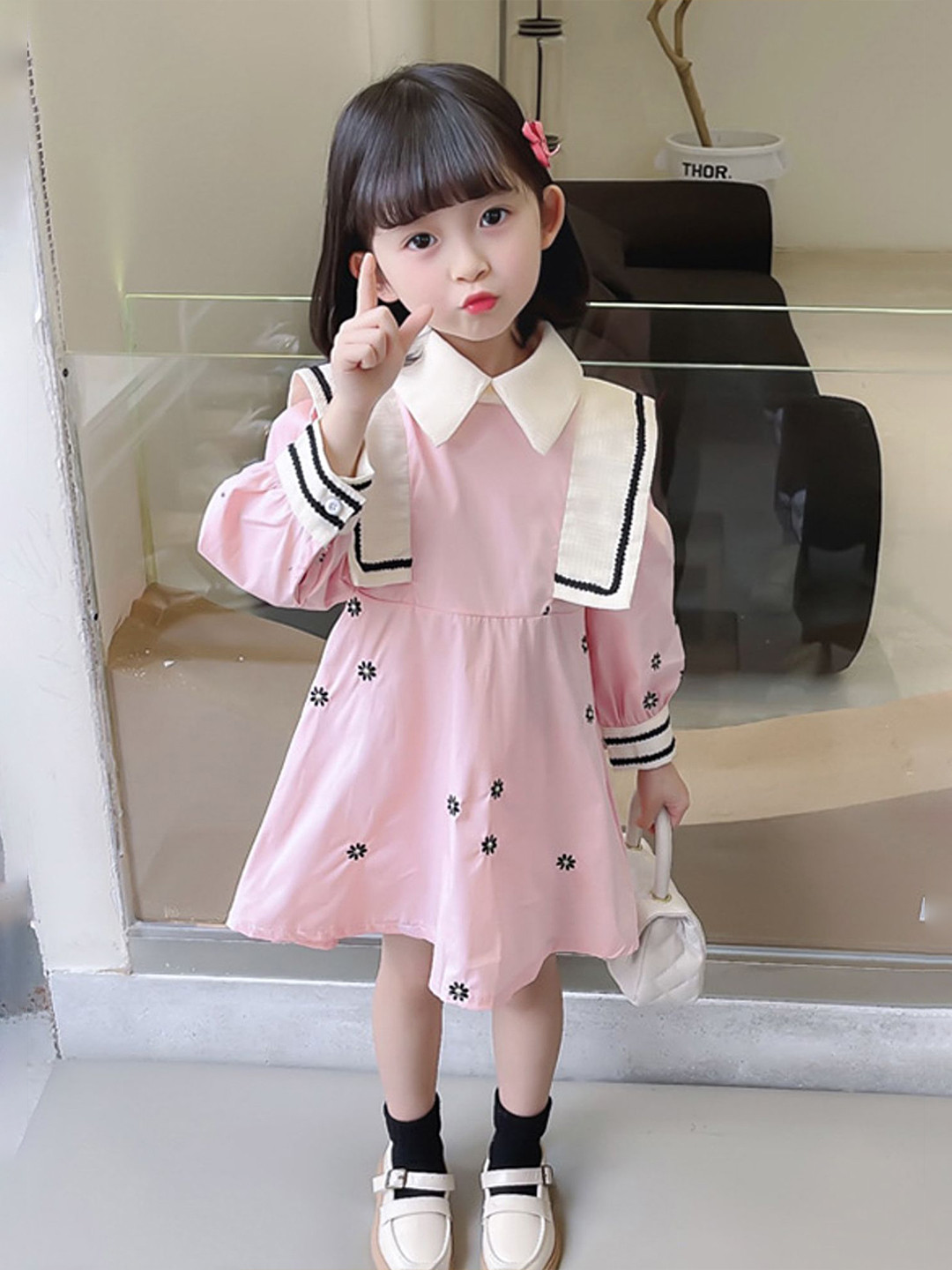 

LULU & SKY Girls Embroidered A-Line Dress, Pink