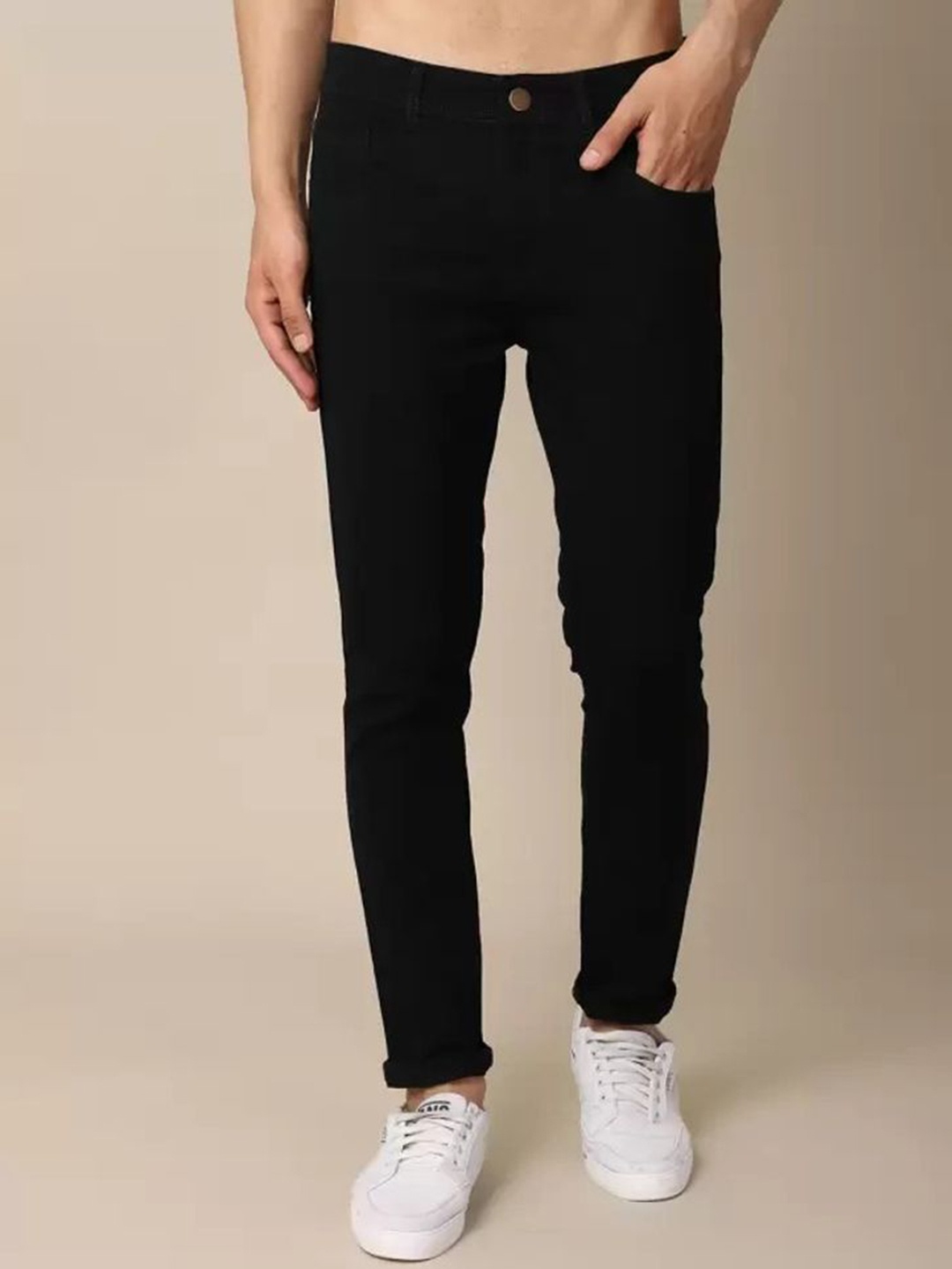 

LINARIA Men Classic Slim Fit Mid-Rise Jeans, Black