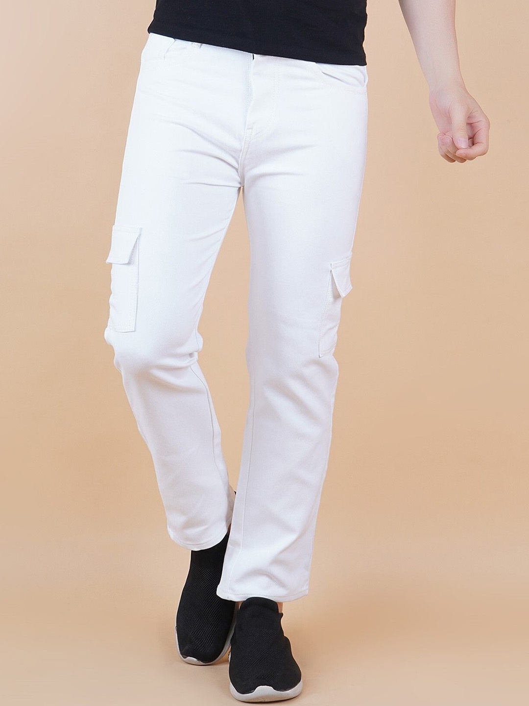 

LINARIA Men Classic Regular Fit Stretchable Cargo Styles Jeans, White