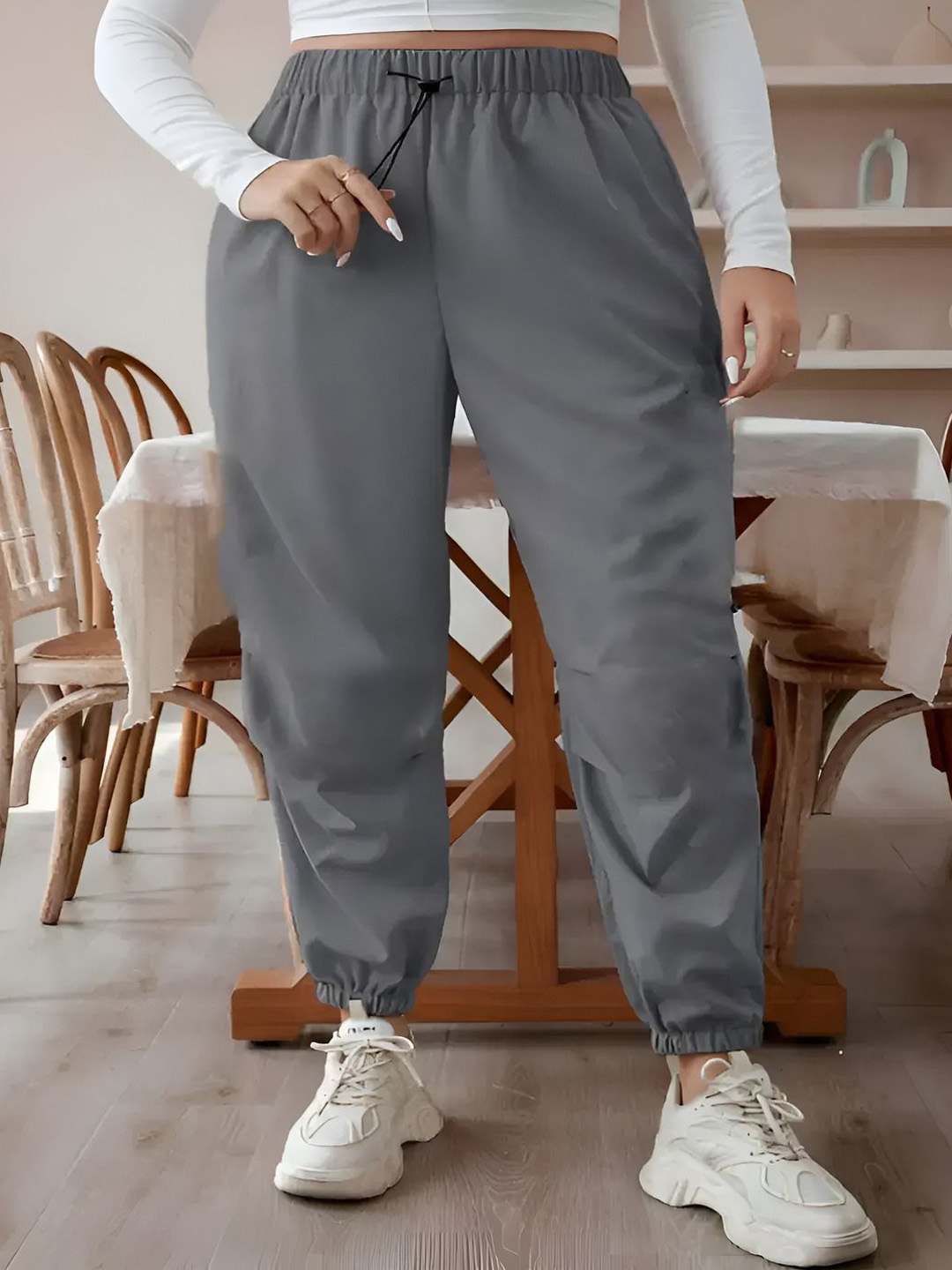 

Shiv traders collection Women Mid Rise Joggers, Grey