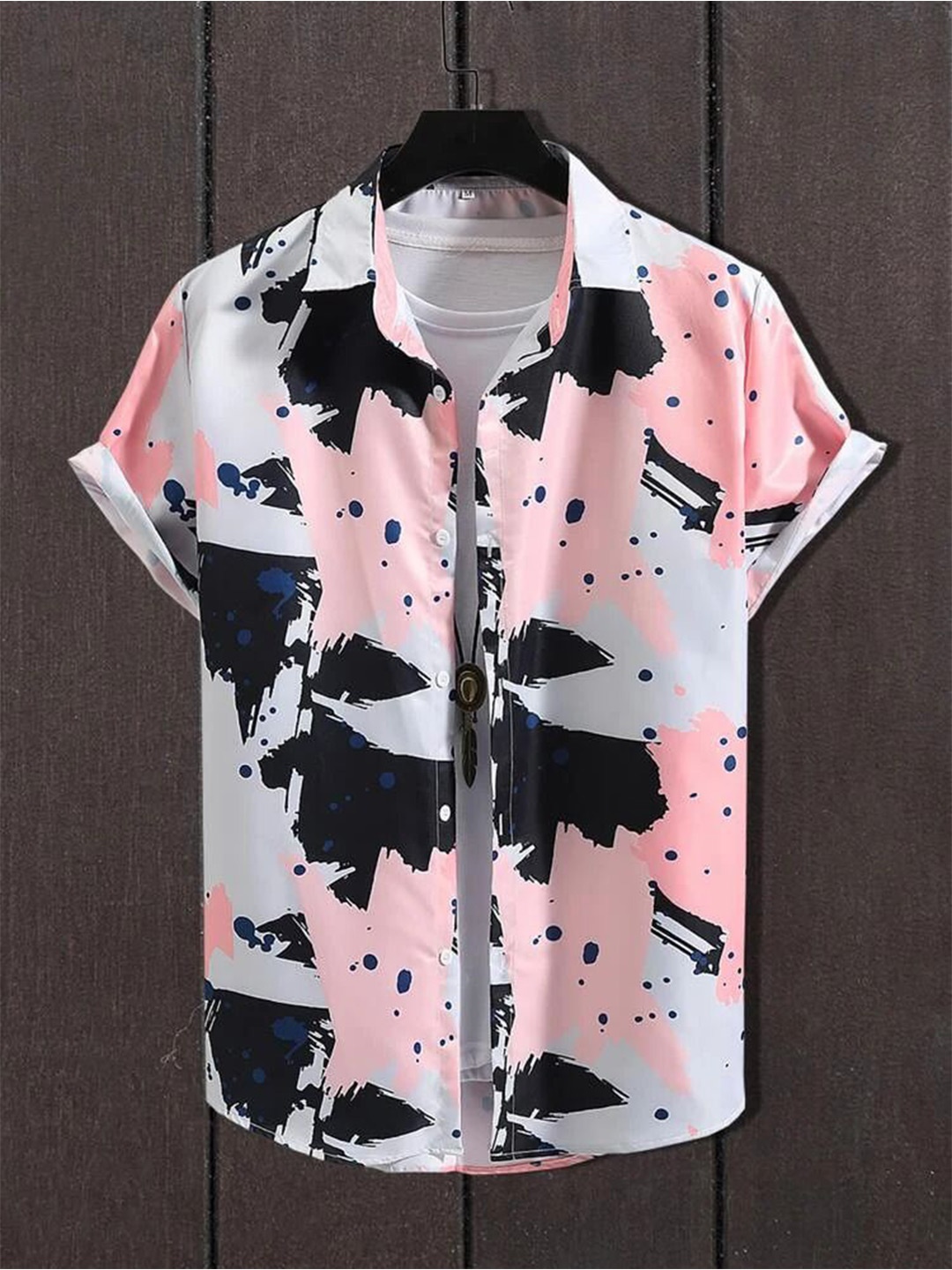 

Metronaut Men Regular Fit Spread Collar Abstract Printed Elastane Casual Shirt, White