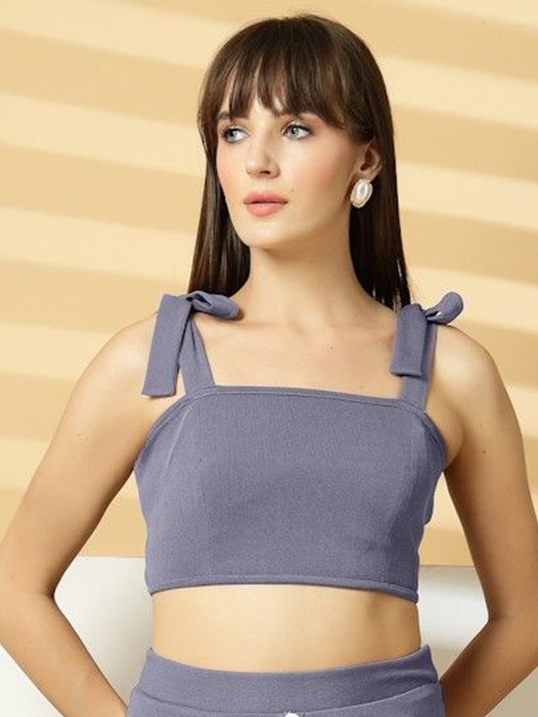 

DressBerry Women Shoulder Straps Sleeveless Crop Top, Purple