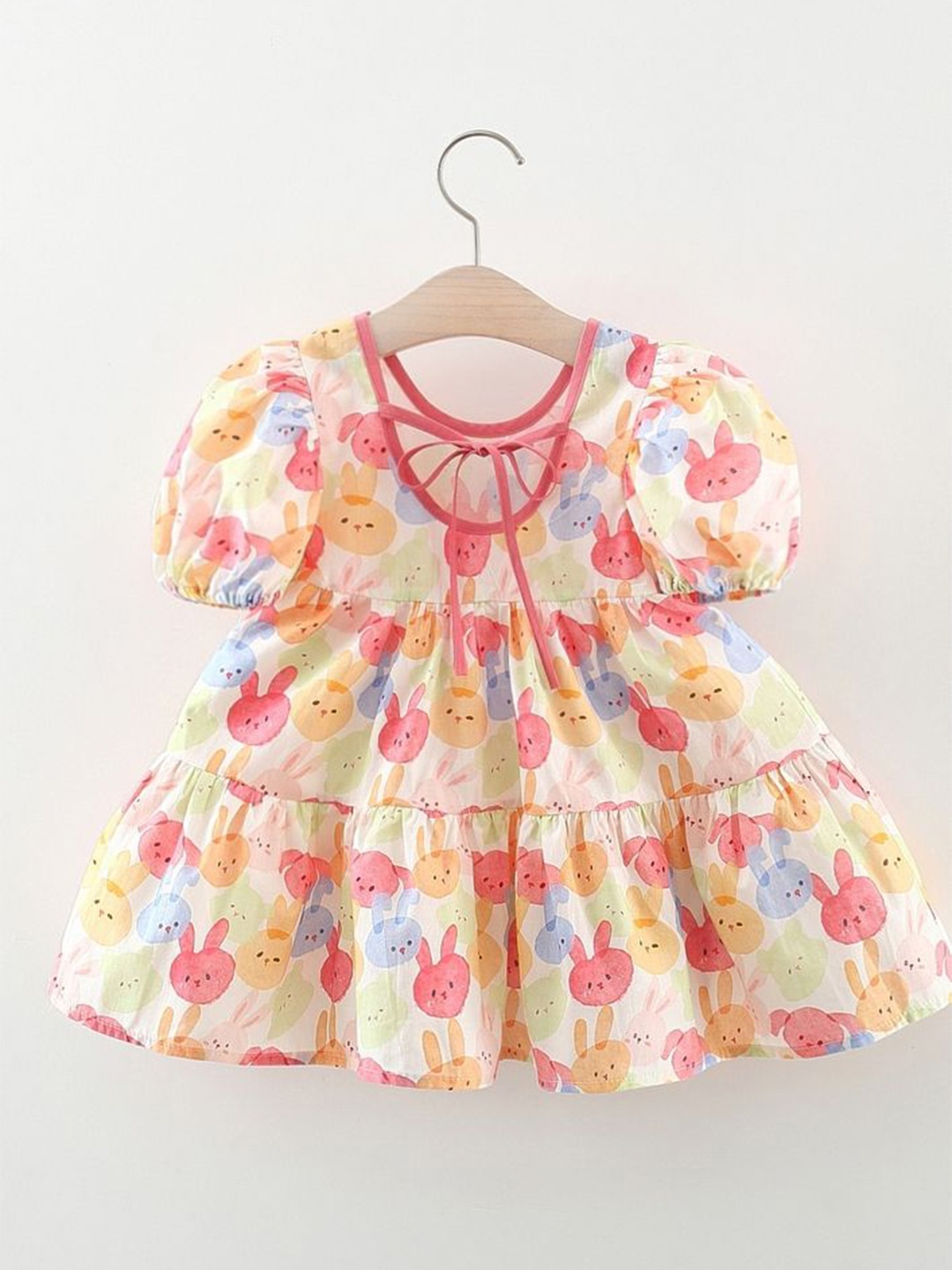 

LULU & SKY Girls Conversational Printed Fit & Flare Puff Sleeve Above Knee Dress, Multi