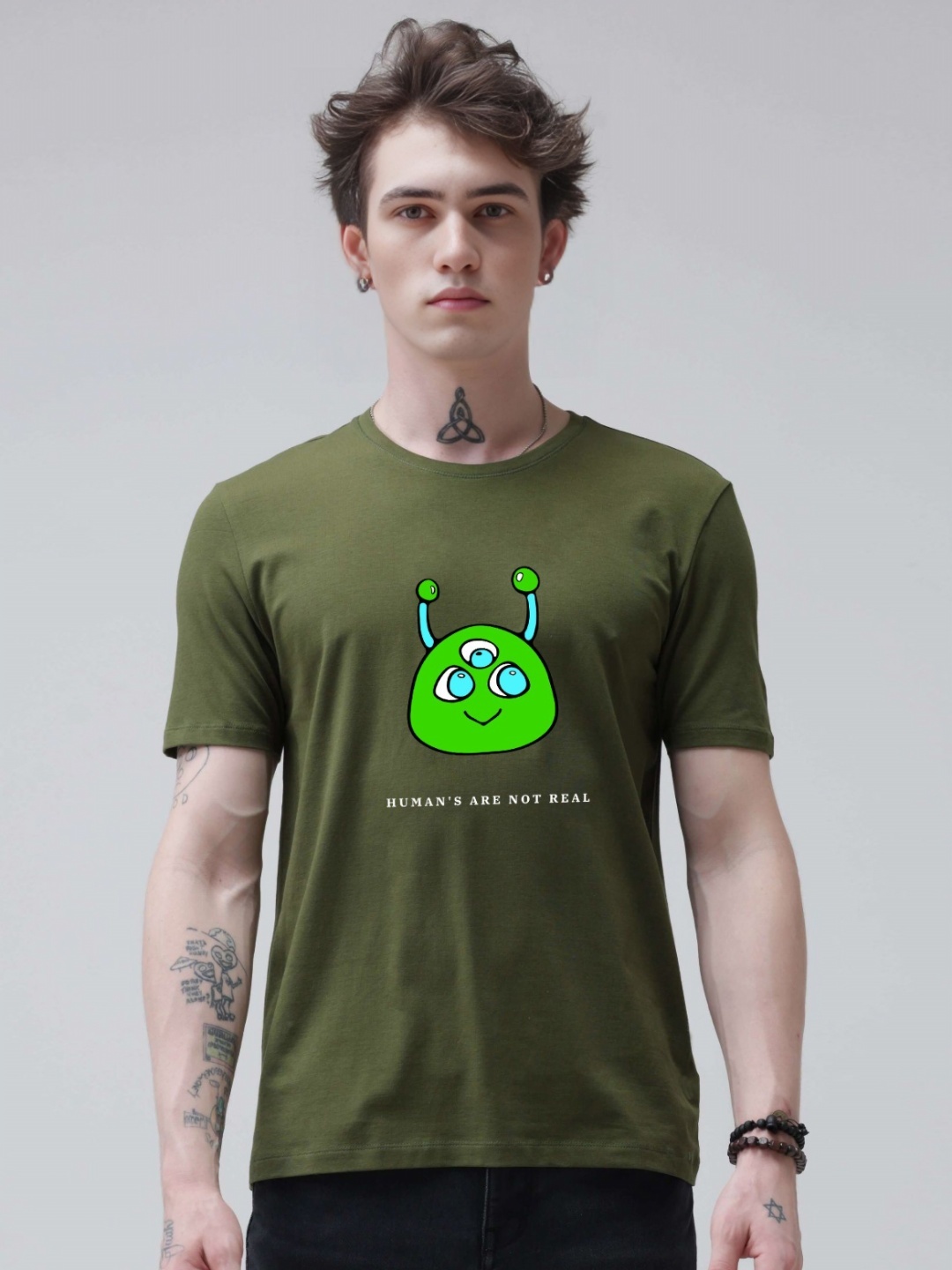 

Enciger Men Printed Applique T-shirt, Olive