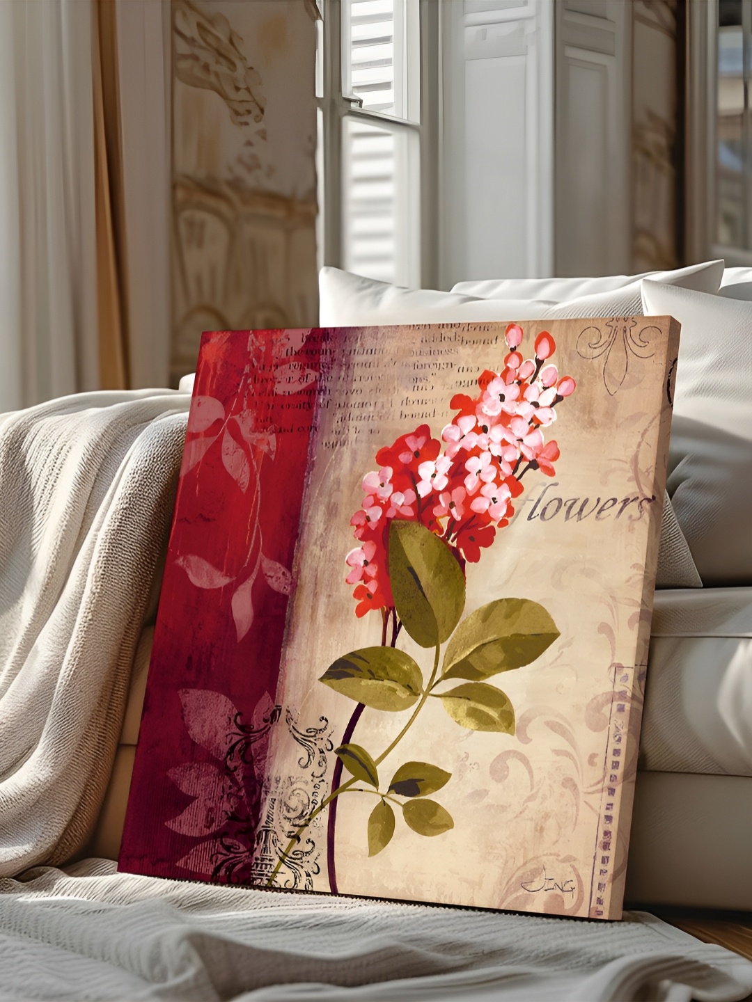 

Art Street Beige & Red Floral & Botanical Printed Canvas Wall Art